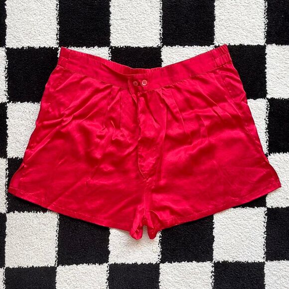Vintage Red Silk PJ Shorts - Picture 1 of 4